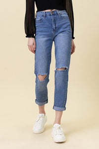 High Waisted Boyfriend Jeans