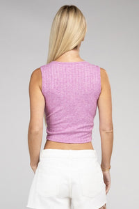 Ribbed Scoop Neck Cropped Sleeveless Top