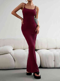 Straight Neck Sleeveless Maxi Dress