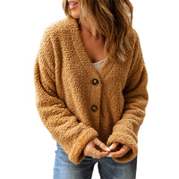 V-Neck Button Front Teddy Cardigan