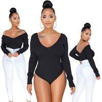 Long Sleeve Off Shoulder Bodysuit - goddessinc.com