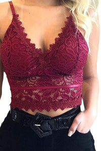 Deep V Lace Bralette Crop Top