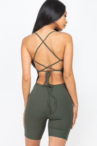 Ribbed Criscross Back Romper