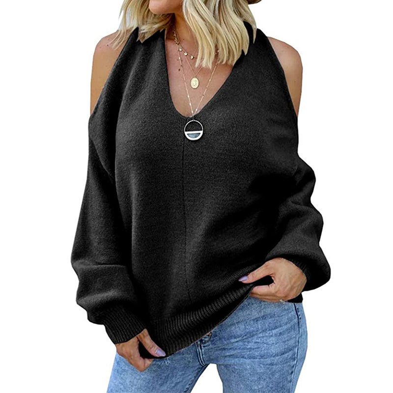 Cold Shoulder Multiway Knit Sweater