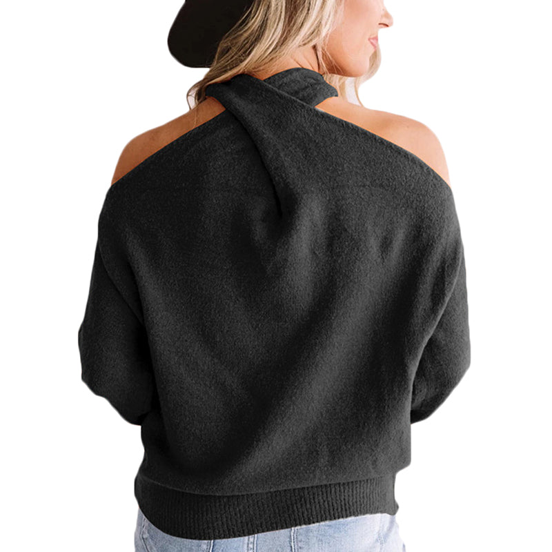 Cold Shoulder Multiway Knit Sweater