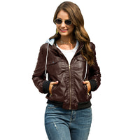 Hooded Zipper Thick Leather Jacket