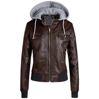 Hooded Zipper Thick Leather Jacket