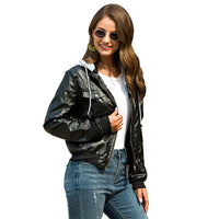 Hooded Zipper Thick Leather Jacket