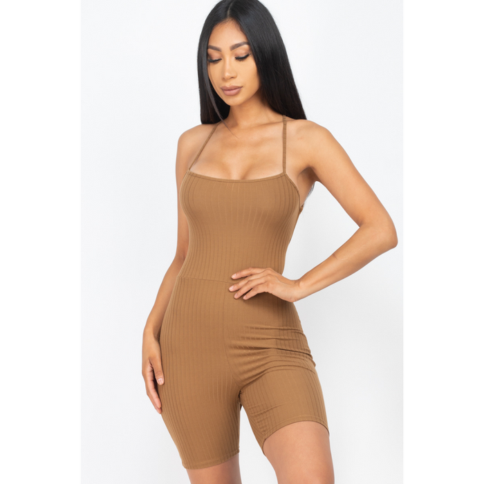 Ribbed Criscross Back Romper