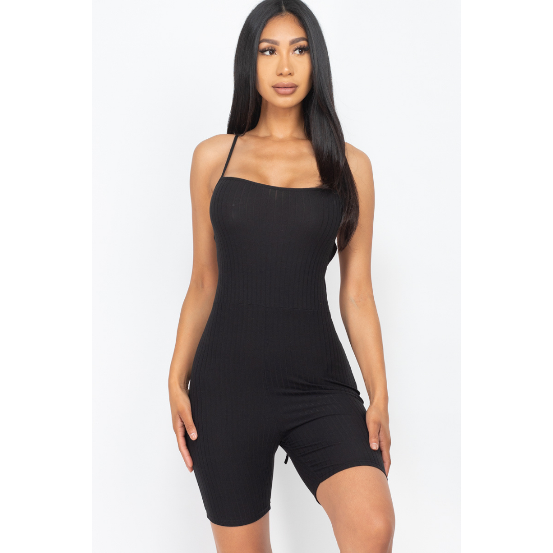 Ribbed Criscross Back Romper