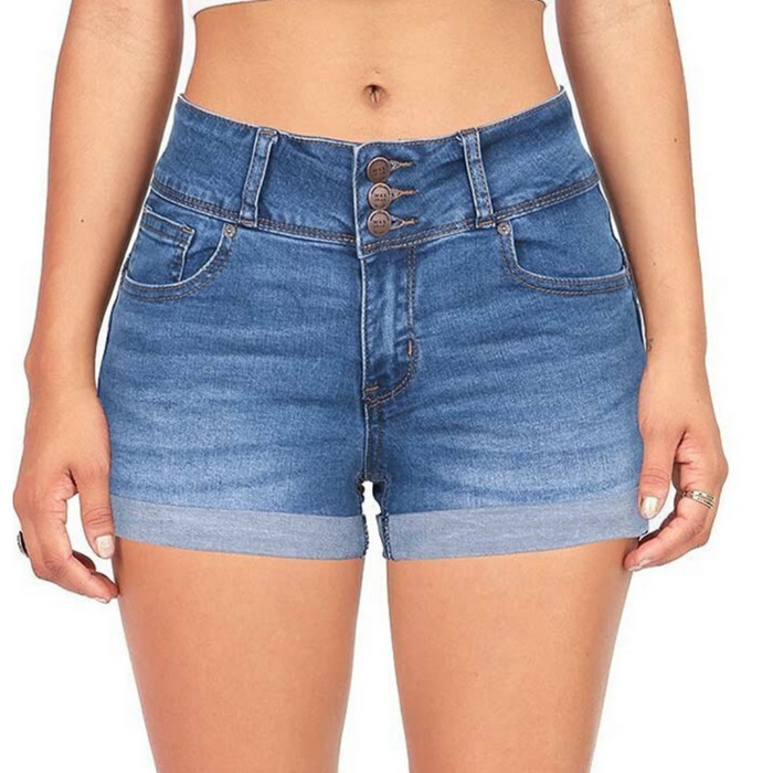 3 Button Mid Rise Shorts - goddessinc.com