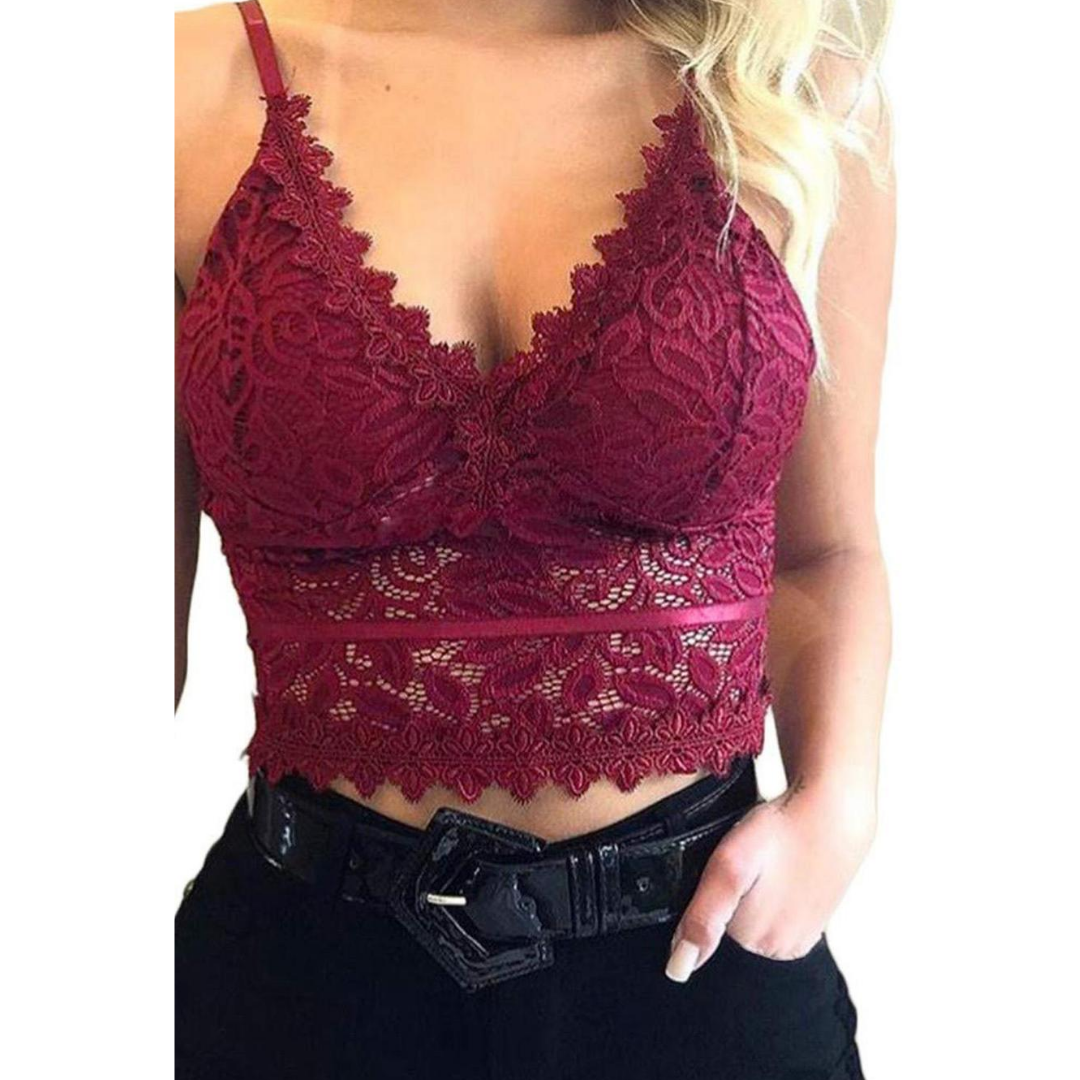 Deep V Lace Bralette Crop Top