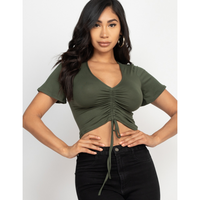 Ruched Short Sleeve Crop Top