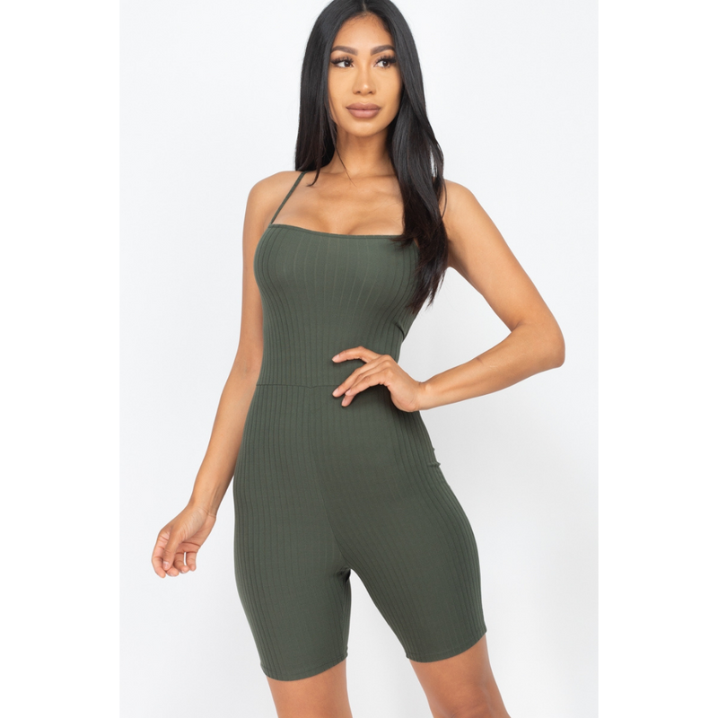 Ribbed Criscross Back Romper