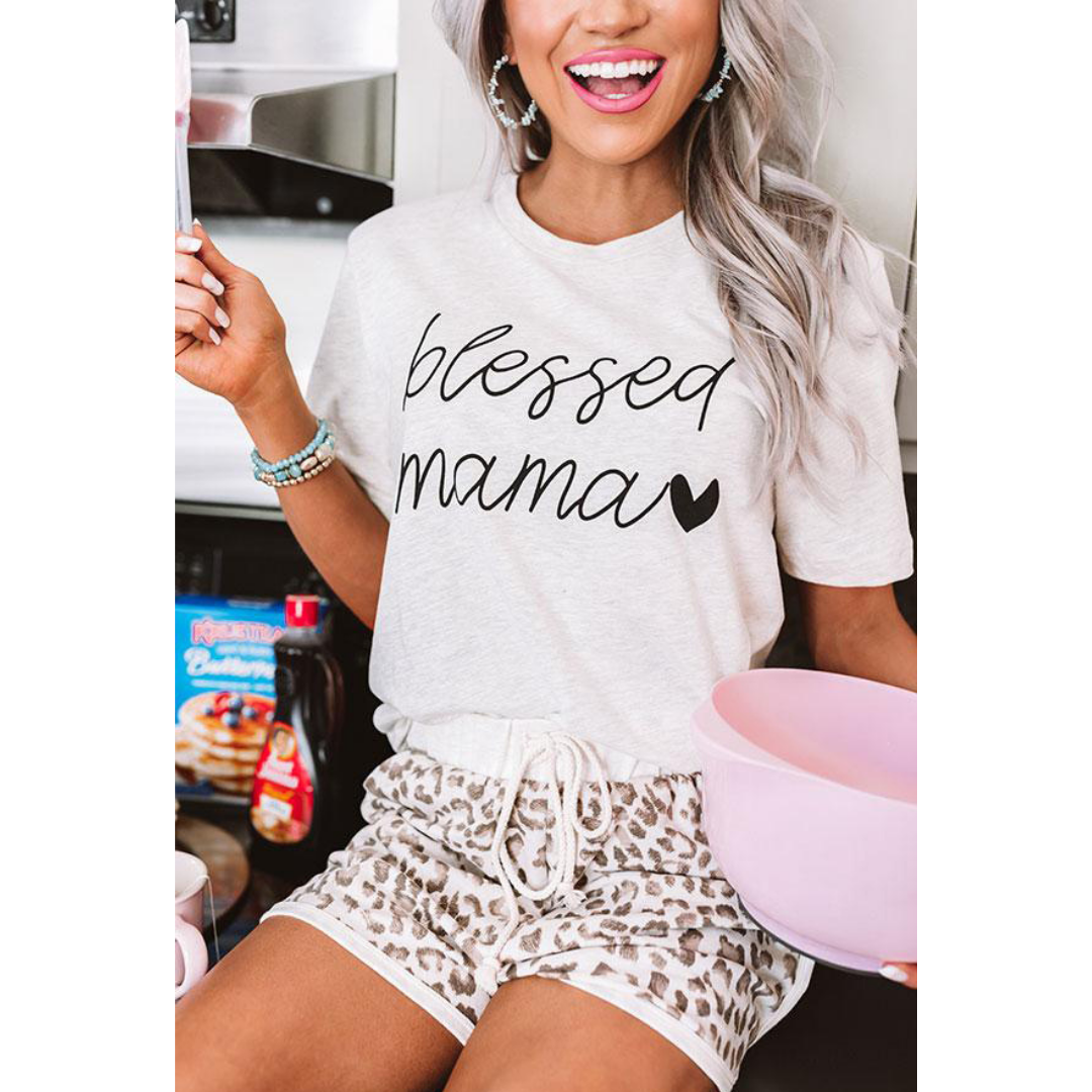 Blessed mama Graphic Leopard Lounge Set