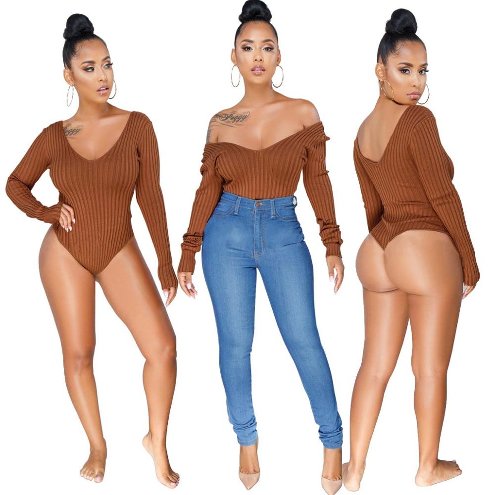 Long Sleeve Off Shoulder Bodysuit - goddessinc.com