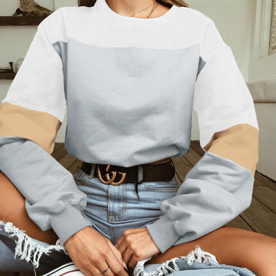 Color Block Cropped Crew Neck