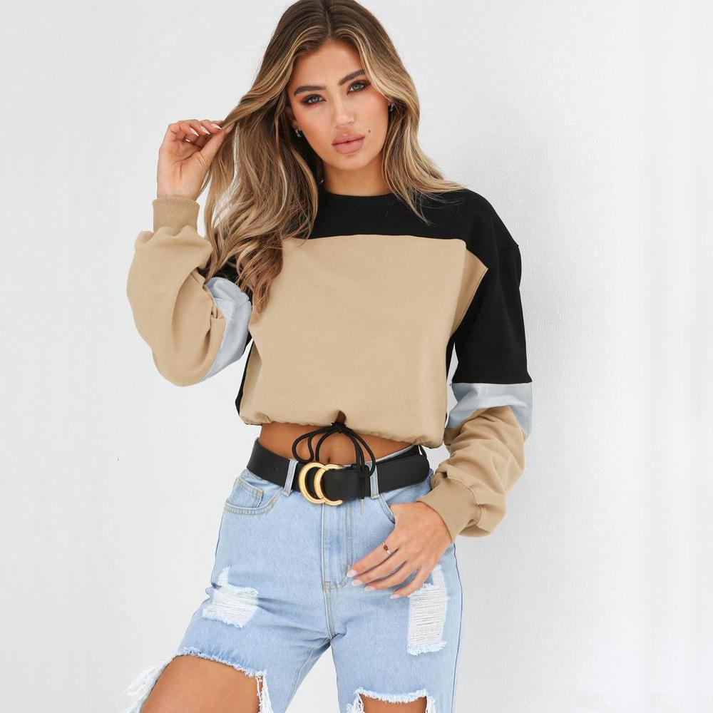 Color Block Cropped Crew Neck