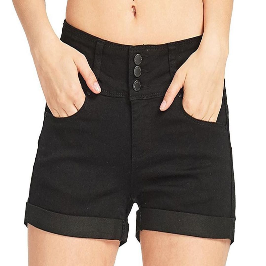 3 Button Mid Rise Shorts - goddessinc.com